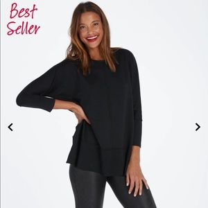 NWT Spanx Perfect Length Top, Dolman 3/4 sleeve, Black, Large
